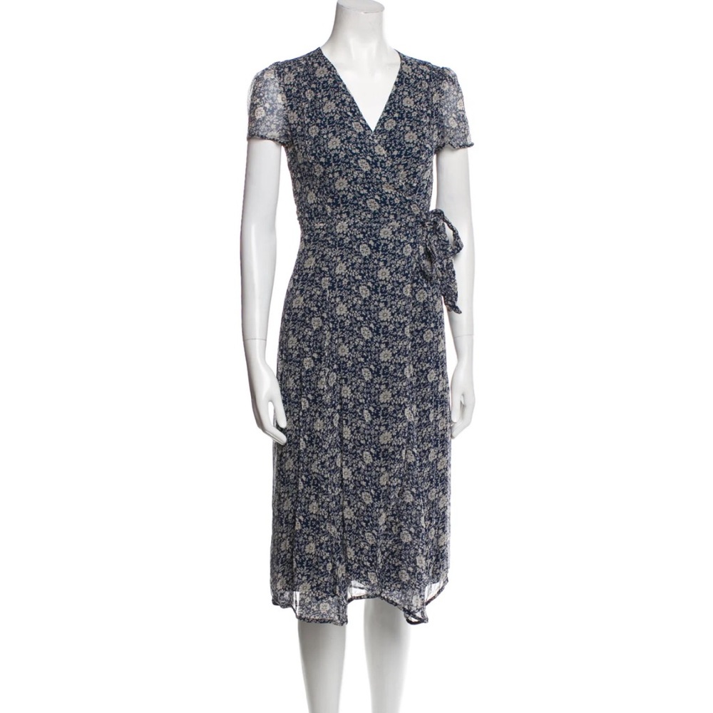 Sezane-Navy Floral Wrap Dress - Picture 2 of 9